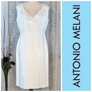 Antonio Melani white sleeveless sheath dress.